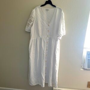 Madewell Linen White Midi Dress